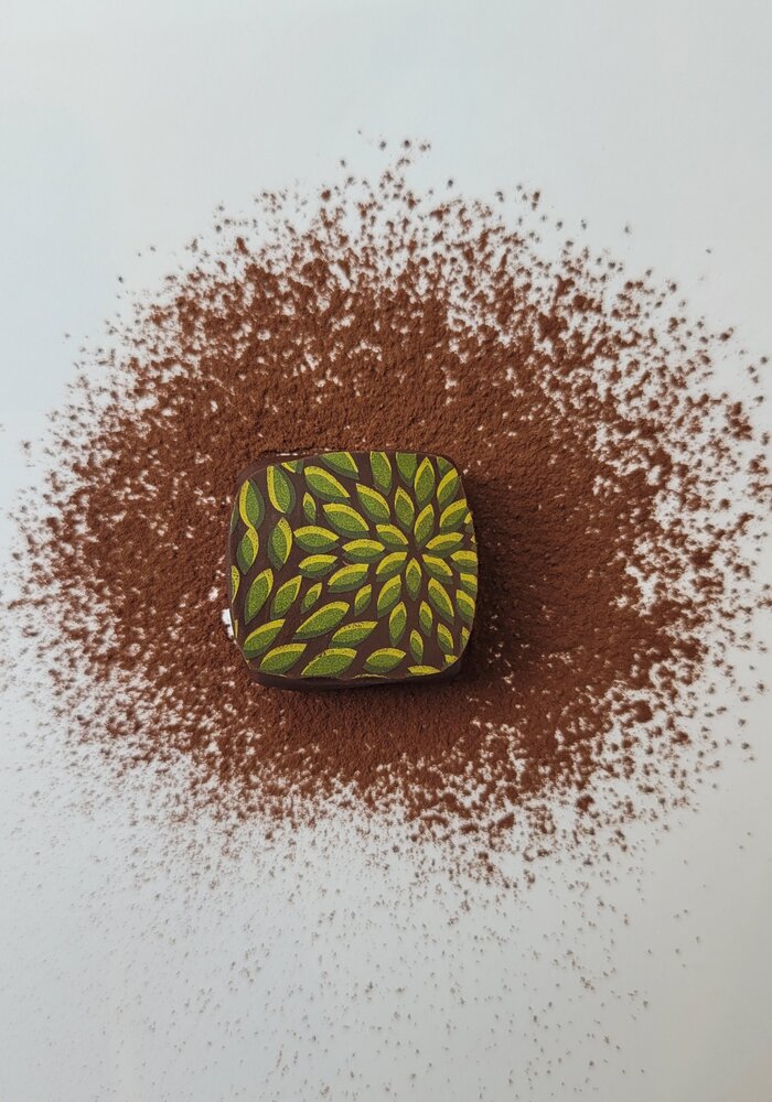 Praline au chocolat fondant, ganache à la menthe